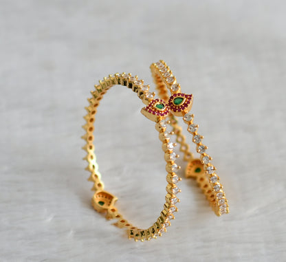 Gold tone cz ruby-green-white mango bangles(2.8) dj-46897