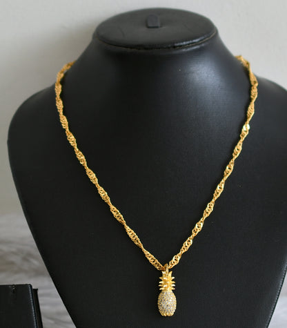 Gold tone 18 inches chain with cz pineapple pendant dj-48670