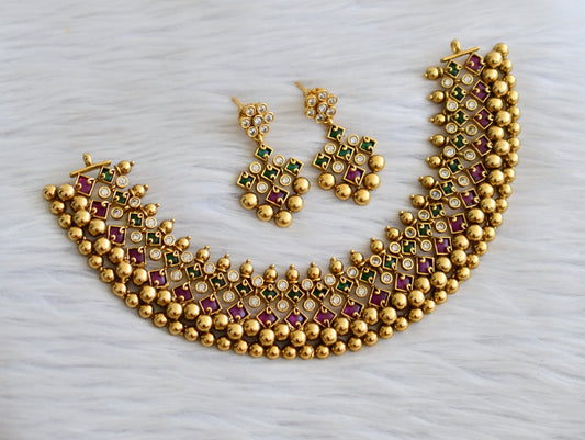 Matte finish Cz Kemp-green necklace set dj-39738