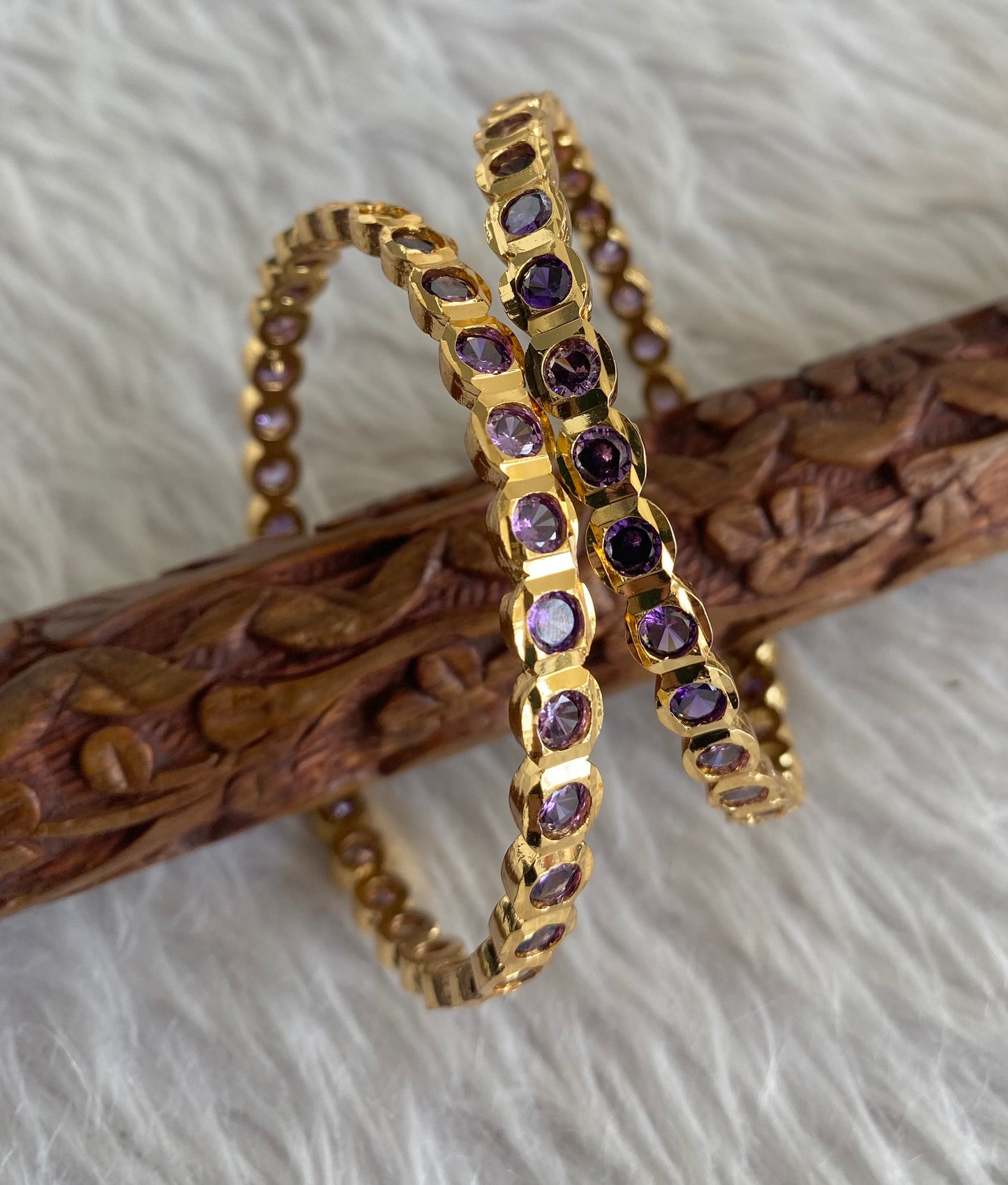 Gold tone South Indian style purple bangles(2.10) dj-51065