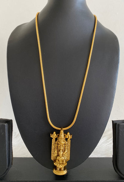Gold tone 24 inches chain with shri thirumal lakshmi pendant dj-55111