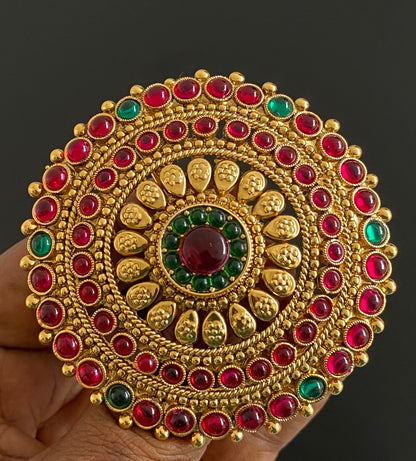 Antique gold tone kemp-green round  hair jewel(rakodi)dj-53611