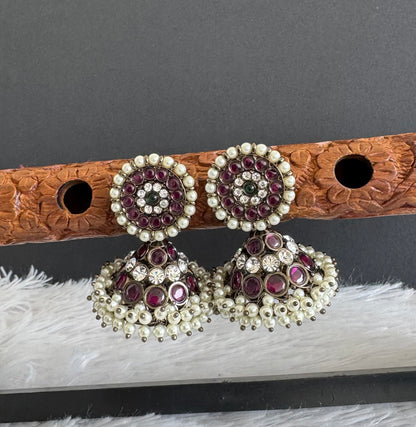 Black finish precious kemp-green pearl big jhumkka dj-52297