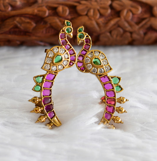 Matte finish kemp-green peacock khanpool earrings dj-52166