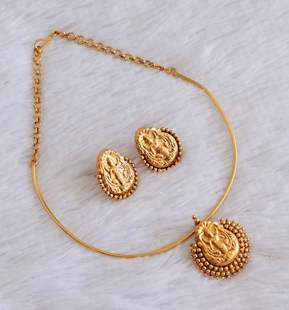 Matte finish lakshmi hasli necklace set dj-52980
