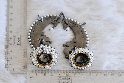 Black finish precious kemp-green pearl khanpool peacock jhumkka dj-52520