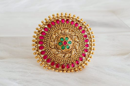 Antique gold tone kemp-green round hair jewel(rakodi)dj-53615