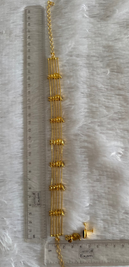 Gold tone kerala style blue-white mango choker necklace set dj-51726