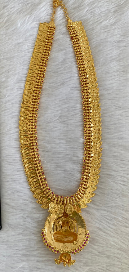 Gold tone pink stone lakshmi mango haar dj-53160