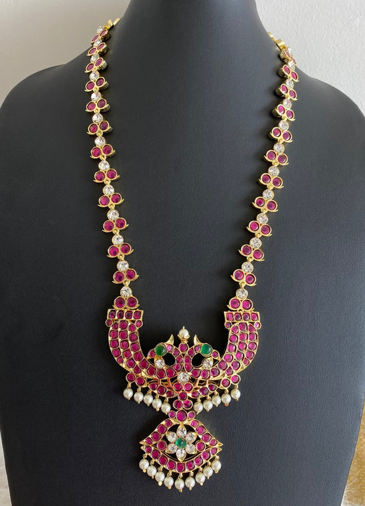 Gold tone precious kemp-green-white flower pearl peacock haar dj-53942