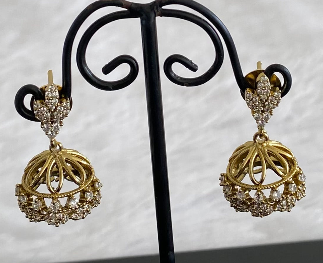 Dark antique finish white stone jhumkka dj-53564