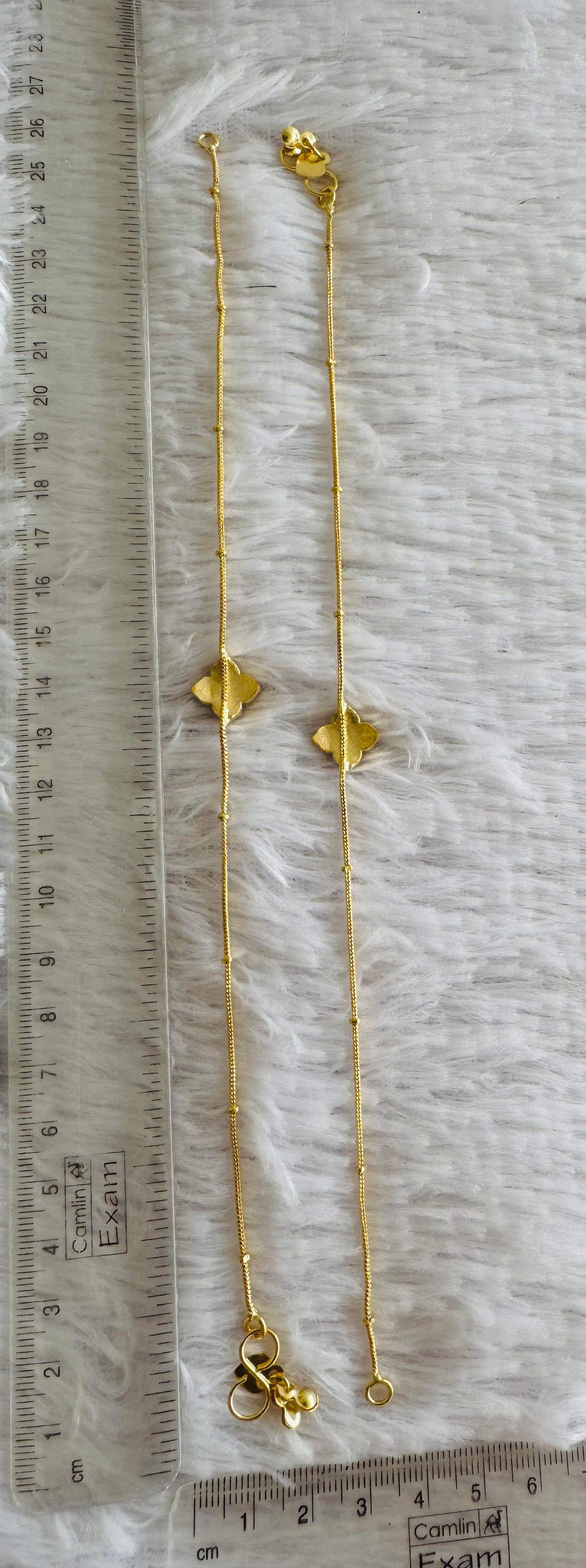 Gold tone pink flower kundan jadau anklets dj-51411