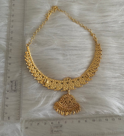 Gold tone ad ruby-white stone mango necklace dj-51197