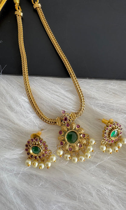 Antique gold tone kemp green stone necklace set dj-51212