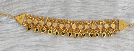 Gold tone kerala style mango lakshmi coin double layer choker necklace dj-54133