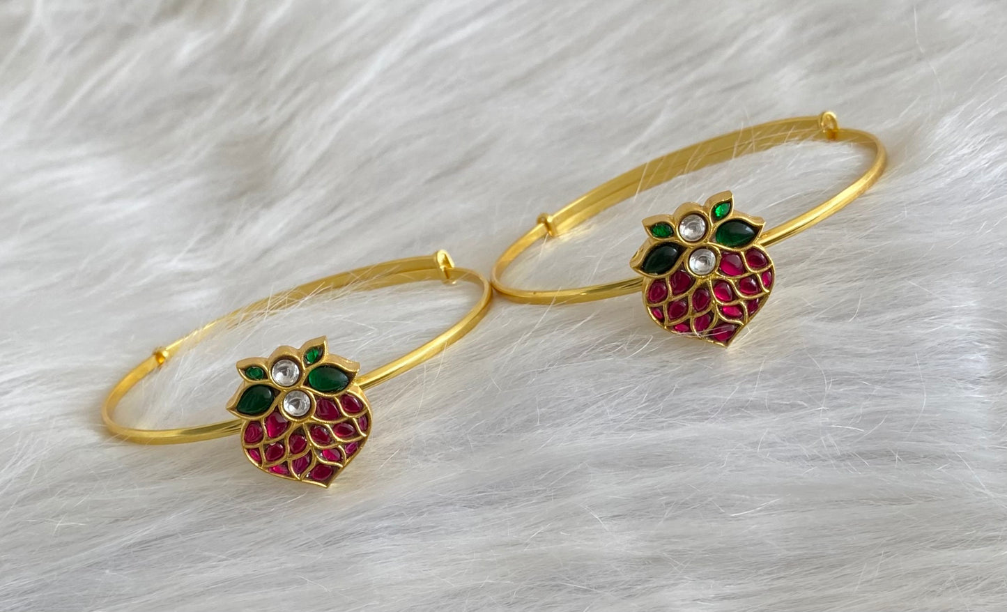 Gold tone kundan jadau kemp-green-white baju band dj-53836