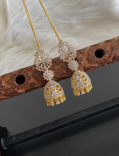 Two tone jhumkka with ear side chain dj-54660