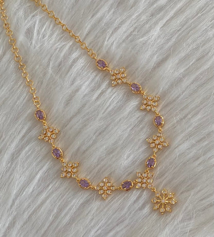 Gold tone purple stone necklace dj-54927