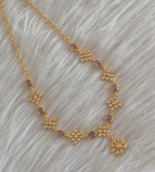 Gold tone purple stone necklace dj-54927