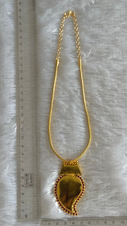 Gold tone pink-green kerala style mango kodi necklace dj-51694
