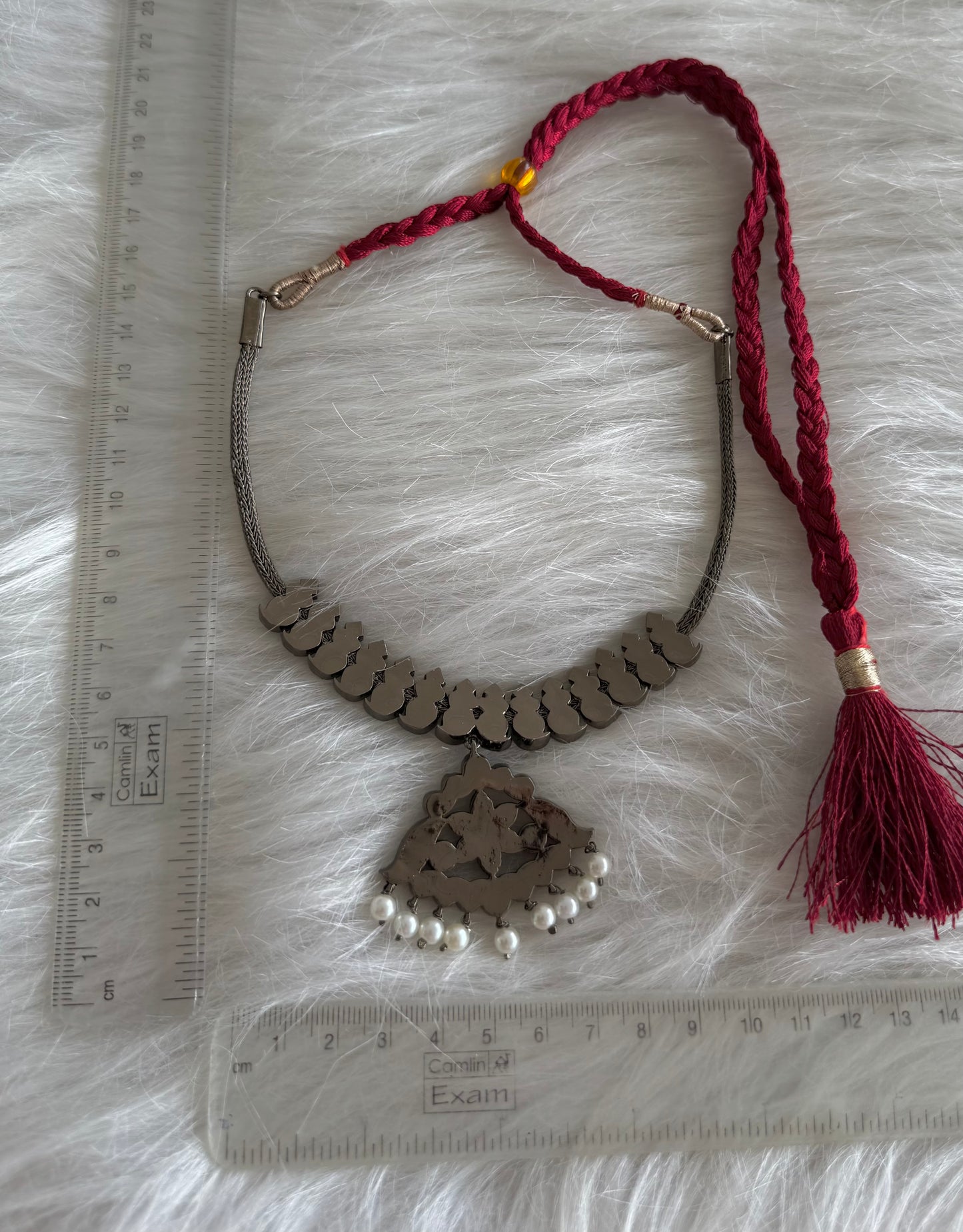Black finish precious kemp pearl mango necklace Dj-51169