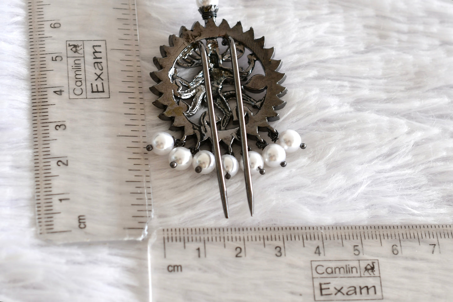 Black finish precious kemp Shri Natarajar hair jewel dj-52294