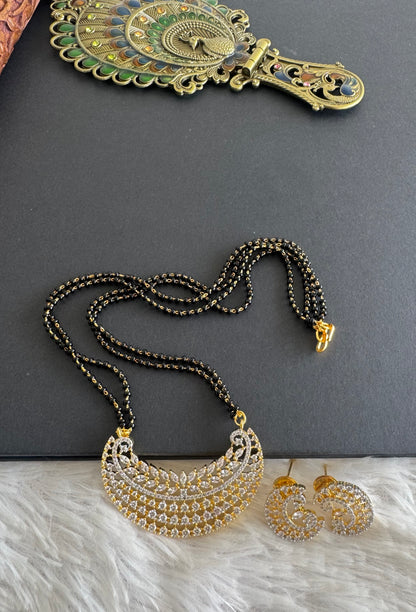 Two tone cz white stone 18 inches moon mangalsutra set dj-52066