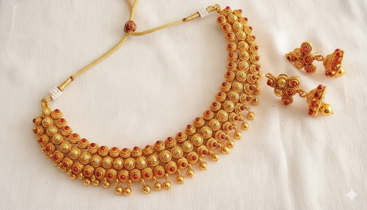 Antique gold tone kemp necklace set -dj17546