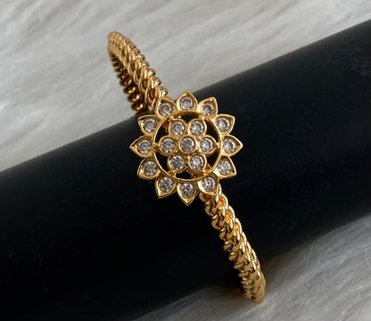 Gold tone AD white stone flower kada/bangle(2.4) Dj-53879