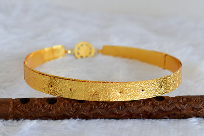 Gold tone pink-green-white kundan jadau flower waist band dj-50859