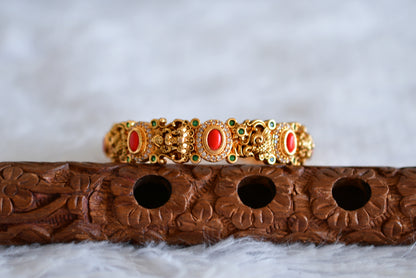 Antique gold tone coral-green lakshmi peacock bangle (2.4) dj-52442