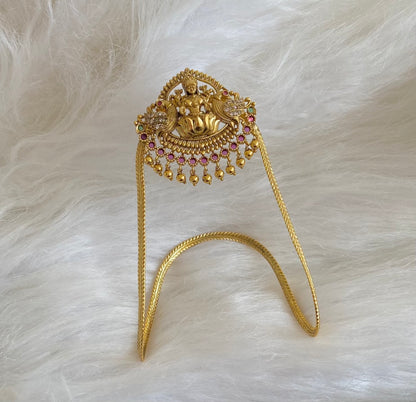 Antique gold tone kemp-green-white lakshmi peacock vanki/bajuband dj-54473