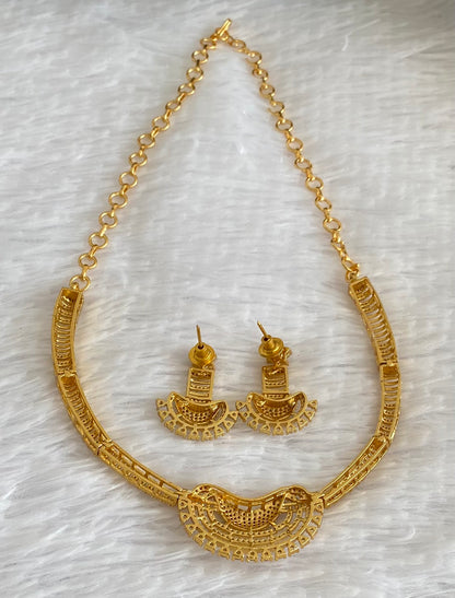 Gold tone white stone necklace set dj-54352