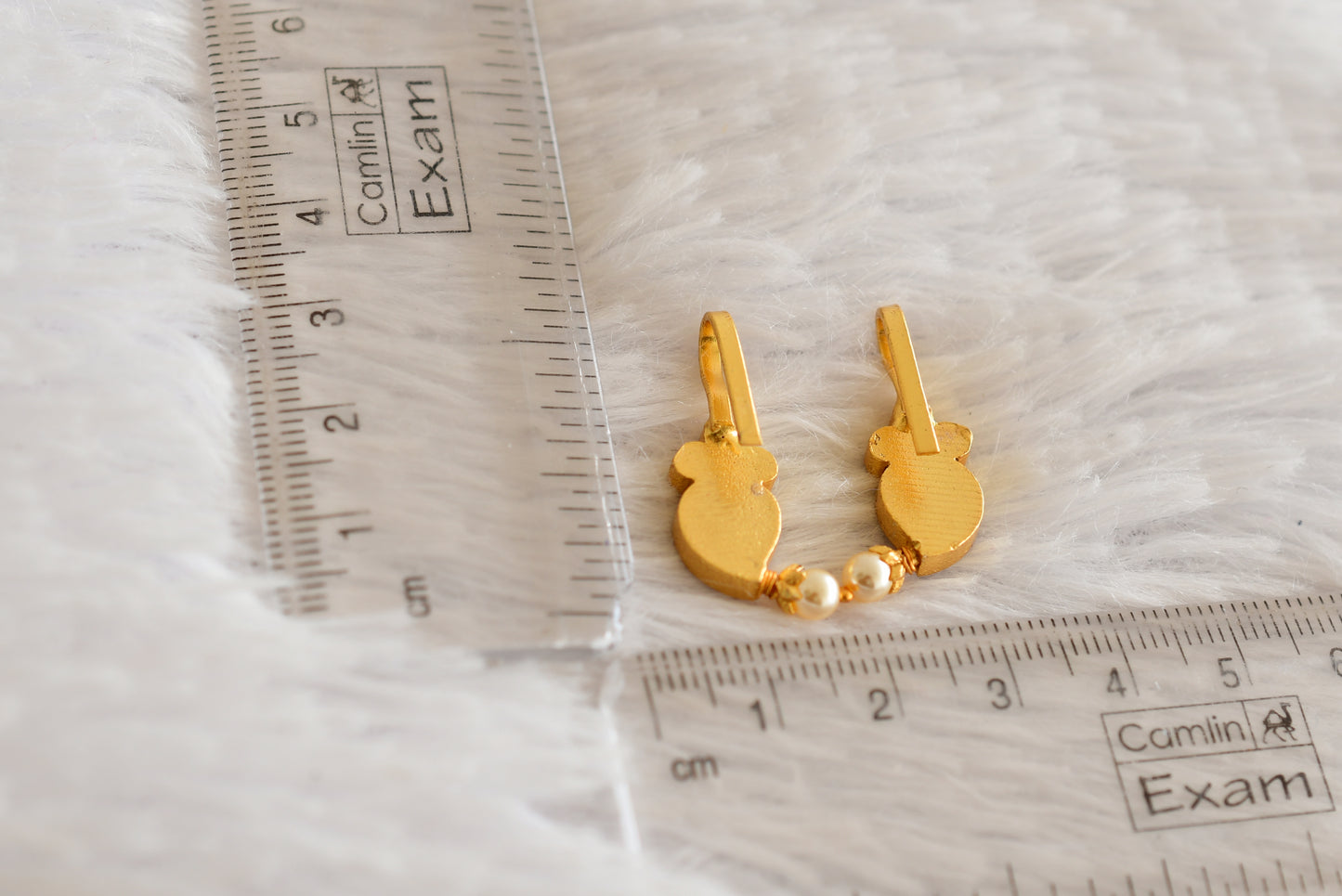 Gold tone pink-white kundan jadau mango bugadi earrings dj-52495