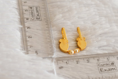 Gold tone pink-white kundan jadau mango bugadi earrings dj-52495