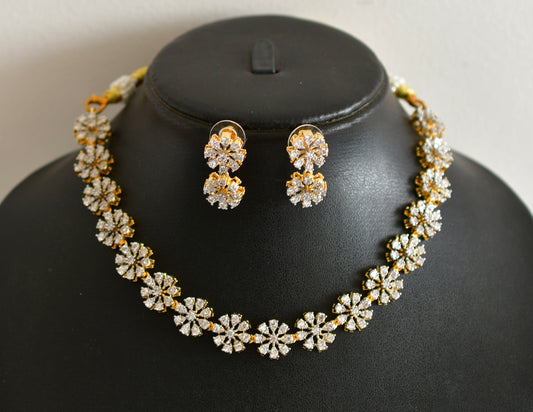 Two tone white flower necklace set dj-51976