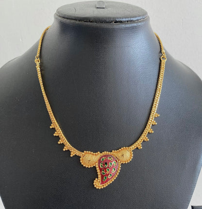 Gold tone Mango Meenakari Necklace -dj11099