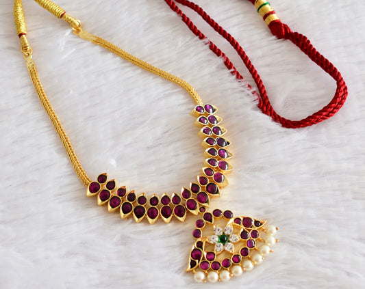 Gold tone real kemp-green pearl necklace dj-48882