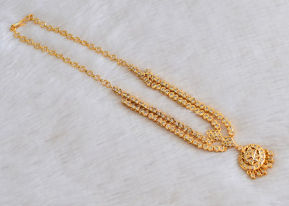Gold tone AD white south indian style double layer necklace  dj-53336