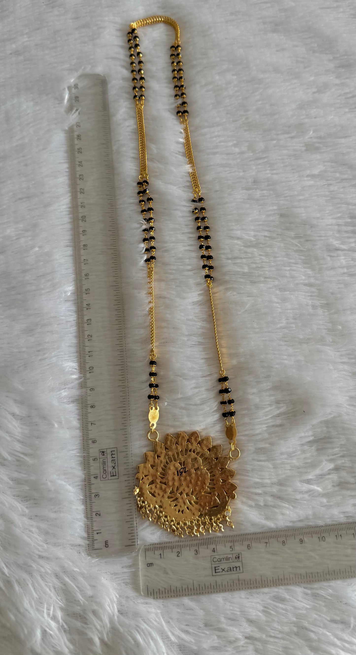 Gold tone 24 inches Karimani chain with AD peacock pendant dj-52228
