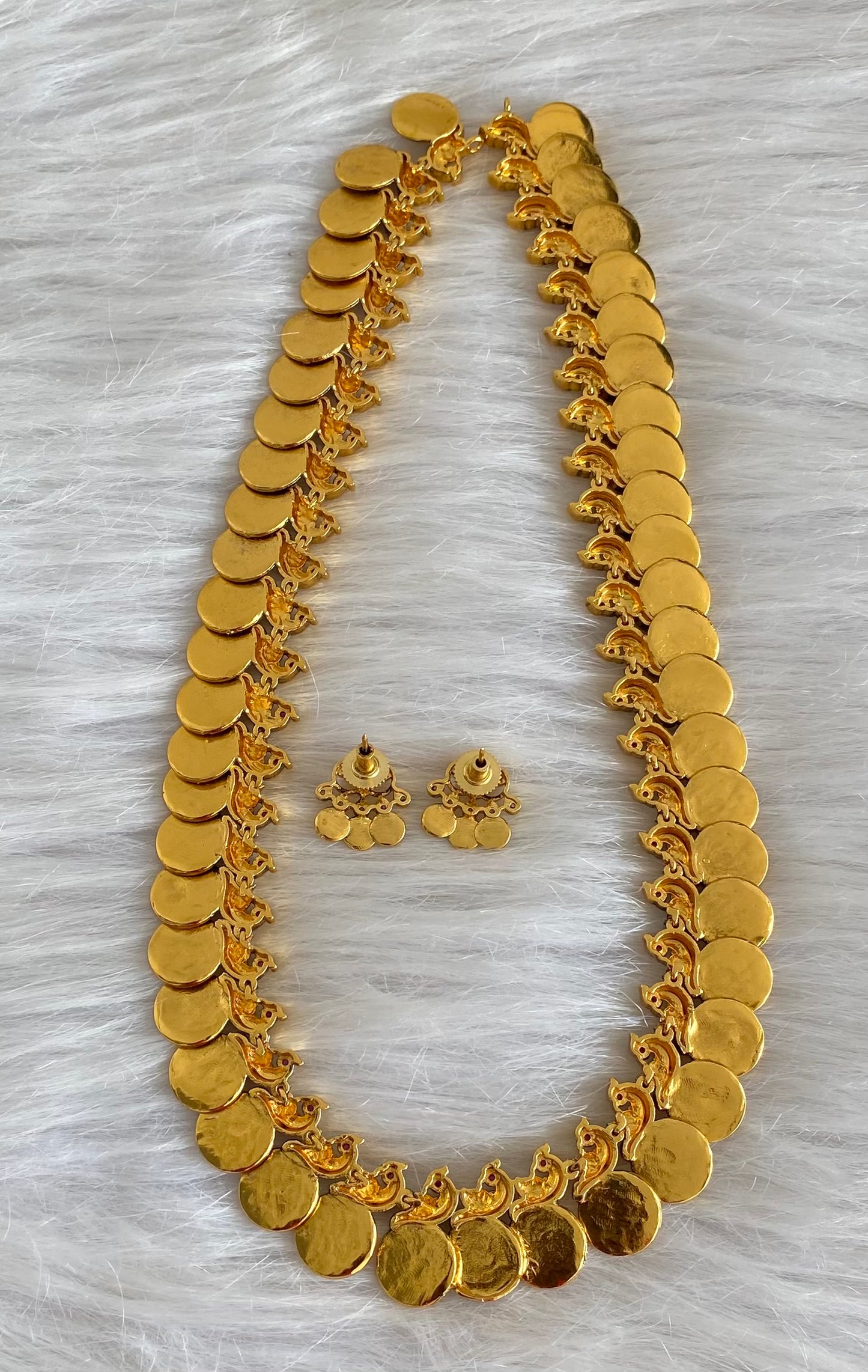 Antique gold tone lakshmi coin peacock haar set dj-54078