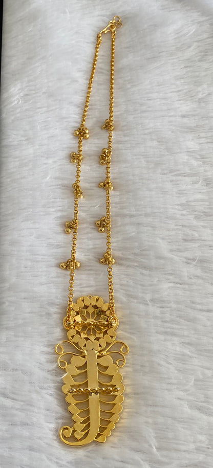Gold tone pink-green-white kundan jadau mango flower necklace dj-53139