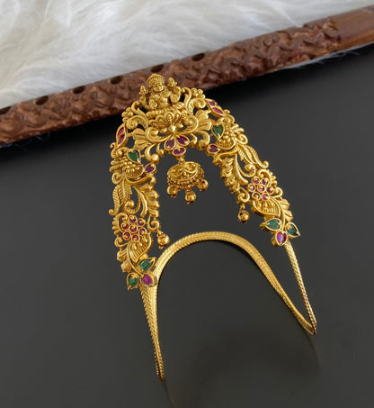 Antique gold tone kemp-gree lakshmi peacock vanki/bajuband dj-54472