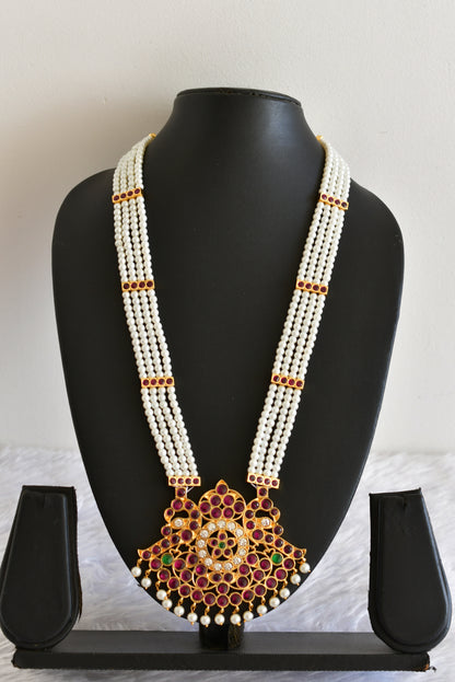 Gold tone precious kemp-green-white pearl peacock haar dj-52262