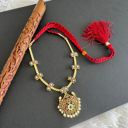 Gold tone precious kemp-green-white mango moon necklace dj-51453