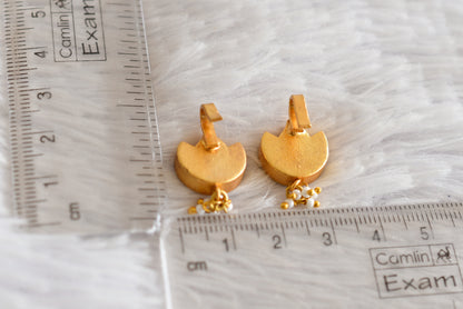 Gold tone pink-white kundan jadau bugadi earrings dj-52494