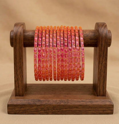 Set of 12 pink glass bangles(2.6) dj-52803