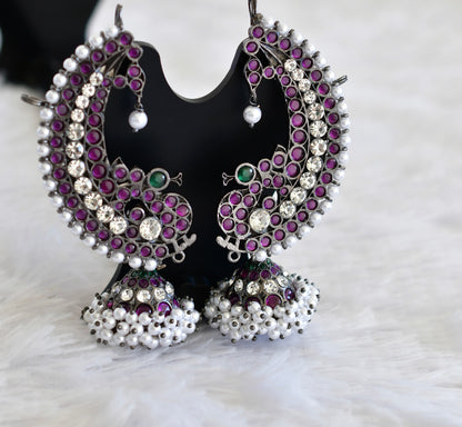 Black finish precious kemp-green pearl khanpool peacock jhumkka dj-52520