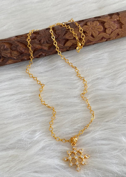 Gold tone 18 inches chain with white stone pendant dj-53863