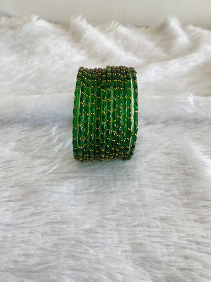 Set of 12 bottle green glass bangles(2.4) dj-52800